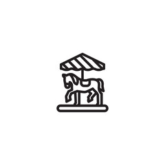 Carousel icon. Amusement park ride graphic. Minimalist carousel line icon. Fun activity icon.