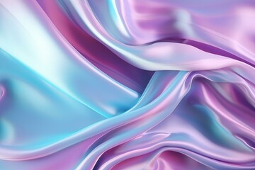 Fototapeta premium Luxurious holographic pastel silk fabric flowing and waving, creating an elegant and dreamy background