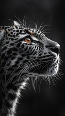 Obraz premium HD Phone Wallpaper Majestic Black and White Jaguar Portrait Close up of Wild Cat with Intense Gaze