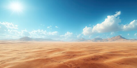 Sun-Drenched Desert Landscape Under a Vibrant Sky