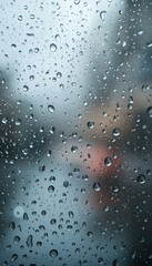 "Serene Rain: Macro Shot of Raindrops on Glass with Soft Bokeh and Atmospheric Mood"