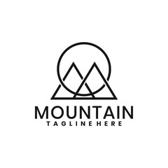 Mountain line art logo icon design vector