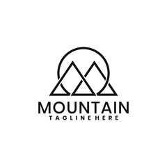 Mountain line art logo icon design vector