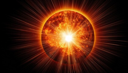 Obraz premium against a black background the sun shines fiercely with solar flares