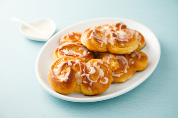 Homemade buns with lemon glaze