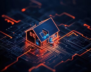 Smart home with IoT devices seamlessly integrated, futuristic living environment