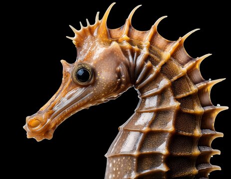 sea horse detailed closeup on transparent isolated background - Powered by Adobe