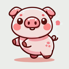 Adorable Pink Cartoon Pig Illustration