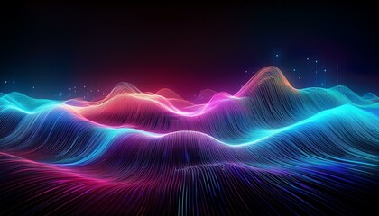data waves modern neon abstract backdrop digital cyberspace