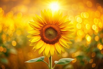 Fototapeta premium Vibrant Sunflower on Yellow Background: Warmth, Happiness, Nature's Beauty Stock Photo