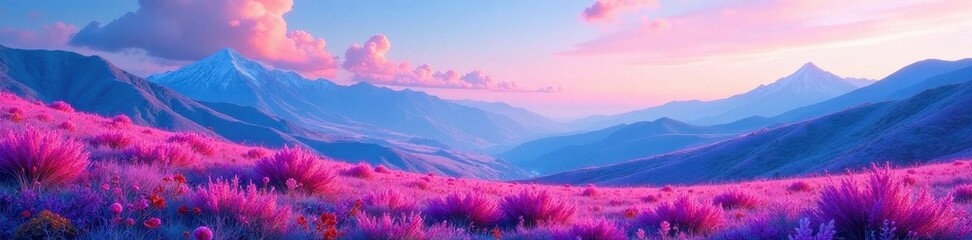 Obraz premium Vibrant landscape images; bold pink & blue accents , light, composition, mountains