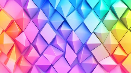 Vibrant Rainbow Cubes and Pyramids Abstract - Symbolizing creativity, energy, geometry, harmony, and innovation, this image features a colorful array of cubes and pyramids forming an abstract design.