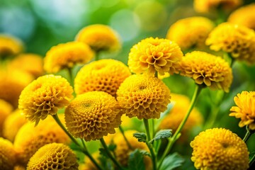 Vibrant Yellow Flowers on Lush Green Background -  High-Resolution Stock Photo