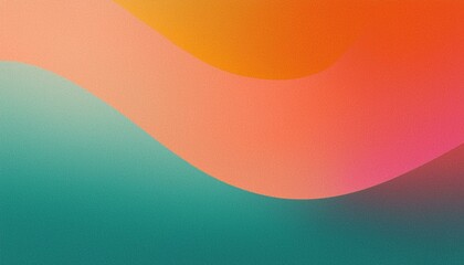Orange teal green pink abstract grainy gradient background noise texture effect summer poster design