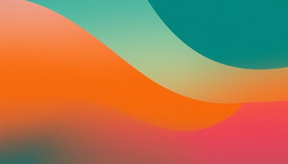 Orange teal green pink abstract grainy gradient background noise texture effect summer poster design