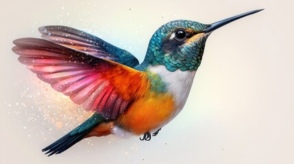 Obraz premium colorful hummingbird isolated on transparent background catoon style