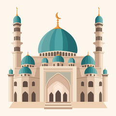 illustration of a luxurious and large mosque, suitable for Ramadan theme or religious theme