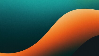 Teal orange black grainy background, abstract color gradient wave shape, noise texture poster header banner wallpaper cover design