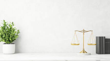 Legal balance concept modern office image of scales minimalist style