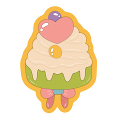 Sweet valentine clipart in colourful with outline