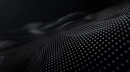 Abstract Black Background with Dotted Wave Pattern