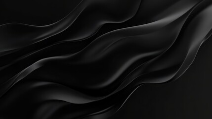 Obraz premium Abstract Black Fabric Waves: Dark Elegant Texture Background