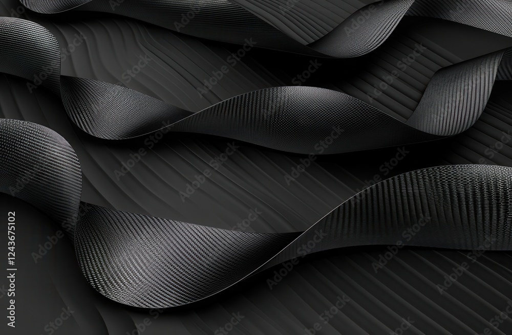 Poster abstract black fabric waves with subtle sparkle