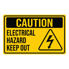 CAUTION Electric Hazard Warning Signage vector illustration
