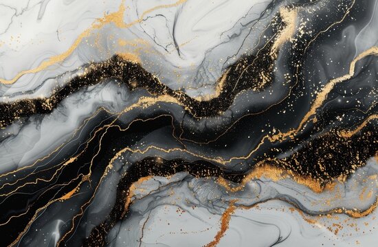 Fototapeta Abstract Black White Gold Marble Texture Background