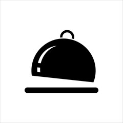 Food platter icon. Restaurant sign. Food platter symbol pictogram. Waiter symbol isolated on white background.
