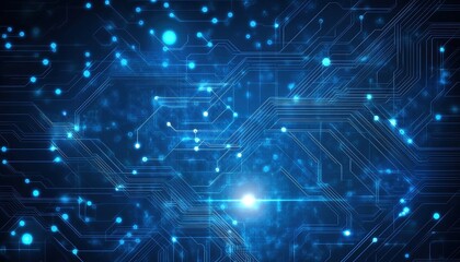 Abstract Blue Digital Circuit Network Background
