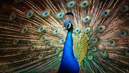 Fototapeta premium peacock displaying its vibrant plumage 