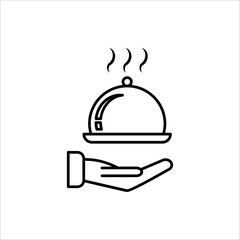 Food platter icon. Restaurant sign. Food platter symbol pictogram. Waiter symbol isolated on white background.
