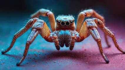 Fototapeta premium Close-up of a Parasteatoda tepidariorum spider showcasing intricate details and colors, highlighting its natural habitat in home corners.