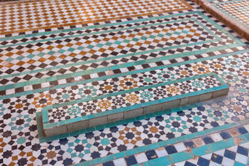 Obraz premium Tombeaux saadiens, the Sadite tombs of Marrakesh date from the time of the great Sadite sultan Ahmed al-Mansur. The mausoleum protects the bodies of sixty sadites.