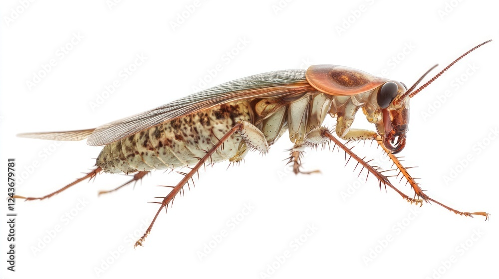 Poster a close-up image of a cockroach showcasing its detailed anatomy and features.