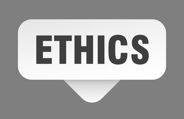 ethics sticker. ethics sign isolated on gray background