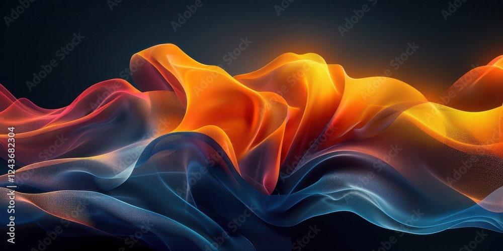 Aufkleber abstract colorful waves flowing in dark background