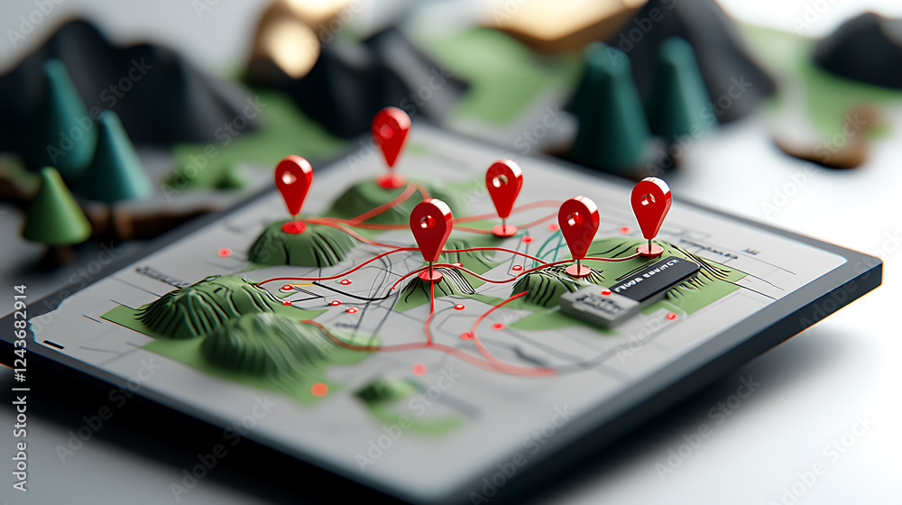 Poster exploring geolocation strategies urban development digital map visualization interactive environment
