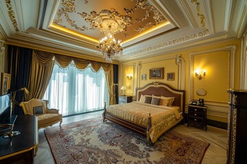 Elegant and comfortable home & hotel bedroom interior.