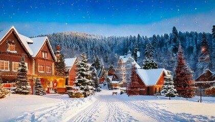 Fototapeta premium village during a festive holiday season 