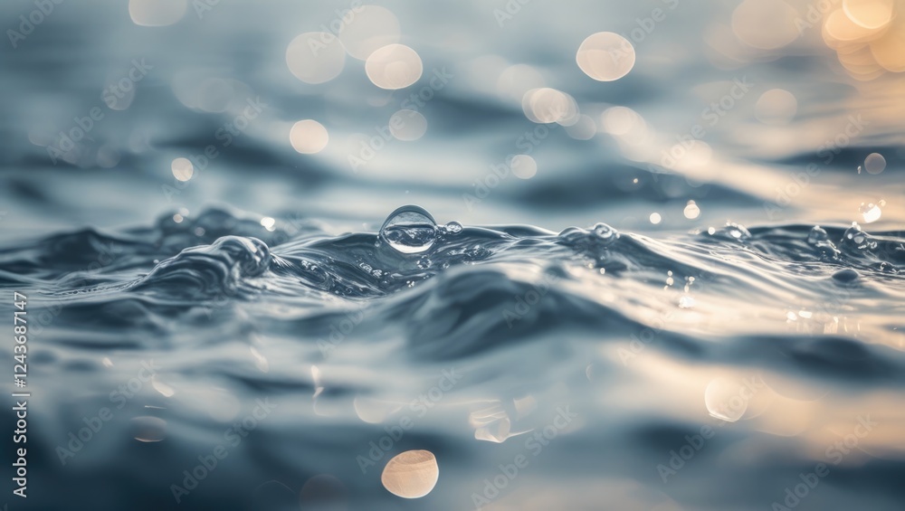 Poster gentle abstract water texture with soft bokeh effects creating a serene and calming background for v