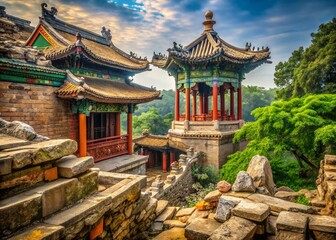 Fototapeta premium Xiqiqu Western Pavilion Ruins, Old Summer Palace, Beijing - High-Resolution Stock Photo