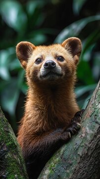 HD Phone Wallpaper Majestic Bush Dog Portrait Adorable Canine in Lush Tropical Rainforest Habitat