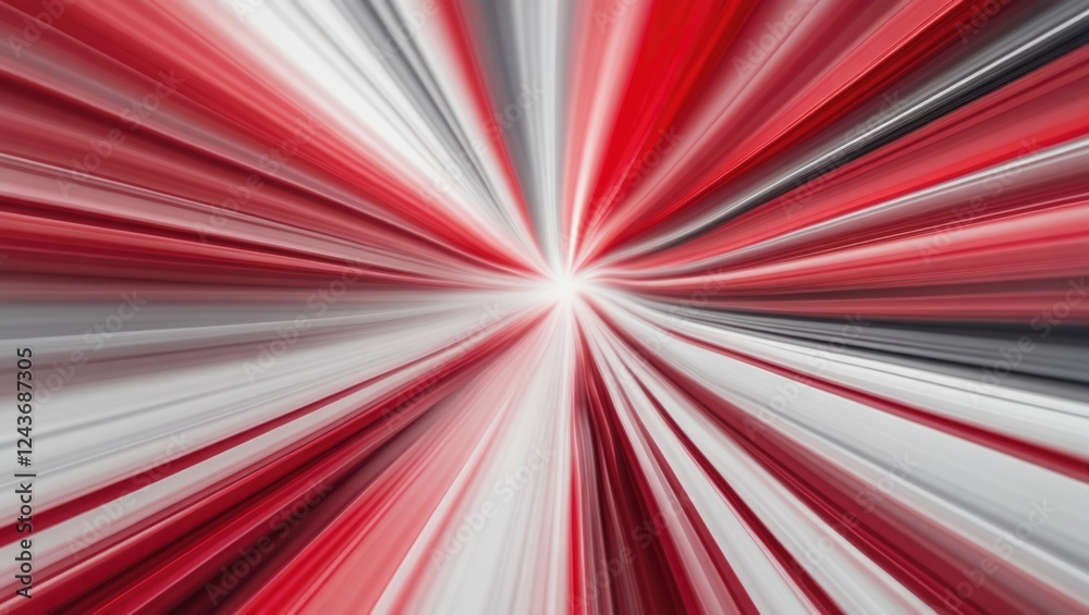 Poster vibrant abstract background with blurred red and white radial stripes creating a dynamic textured de