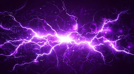 Lightning Thunderbolt Light Flash Effects Purple Clipping Path on Transparent Background