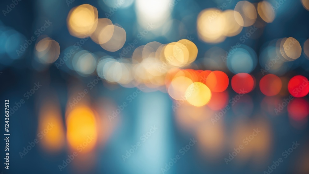 Poster blurry abstract background featuring colorful bokeh lights with soft shadows creating a dreamy atmos