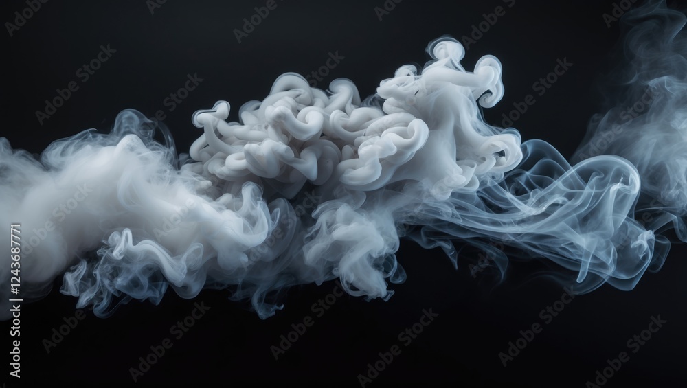Poster abstract swirling smoke on a dark background creating an ethereal and dynamic visual effect suitable