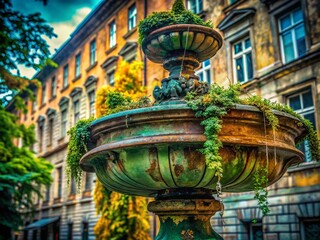 Fototapeta premium Zagreb Fountain Close-up: Urban Exploration Photography, Croatia