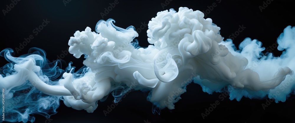 Poster dynamic white smoke abstract patterns on a dark background creating an ethereal and dramatic visual 